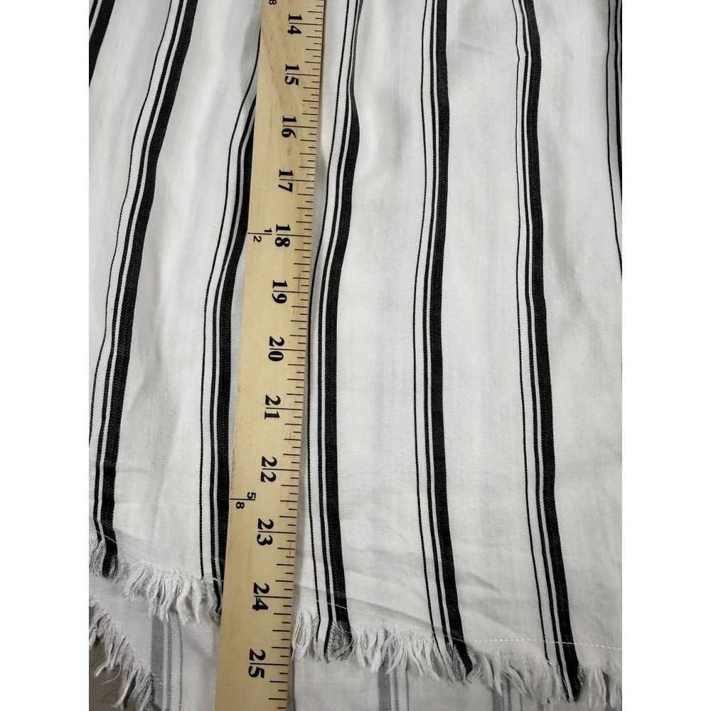 Standard Grace Top Womens M White Black Floral Embroidered Lace Up Ties Lyocell